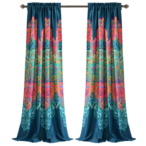 Lush Decor Boho Chic Boho Chic Paisley Room Darkening Thermal Rod Pocket Curtain Panels ...